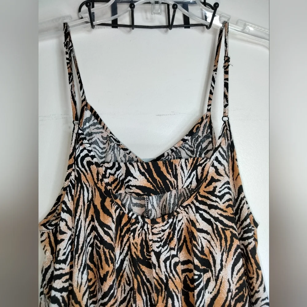 Pink Stitch (Size 6) Multicolor Animal Print Cutout Back Hi-Lo Hem Maxi Dress